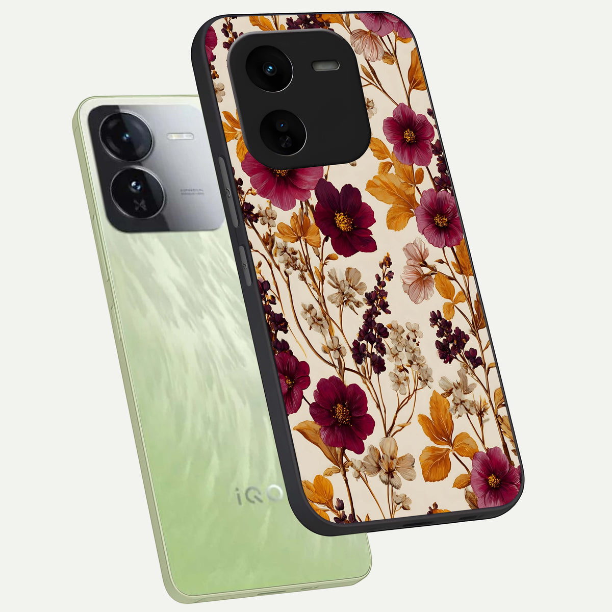  Autumn Wine Bloom phone case For iQOO Z9x 5G showing premium glass back cover with detailed artwork
