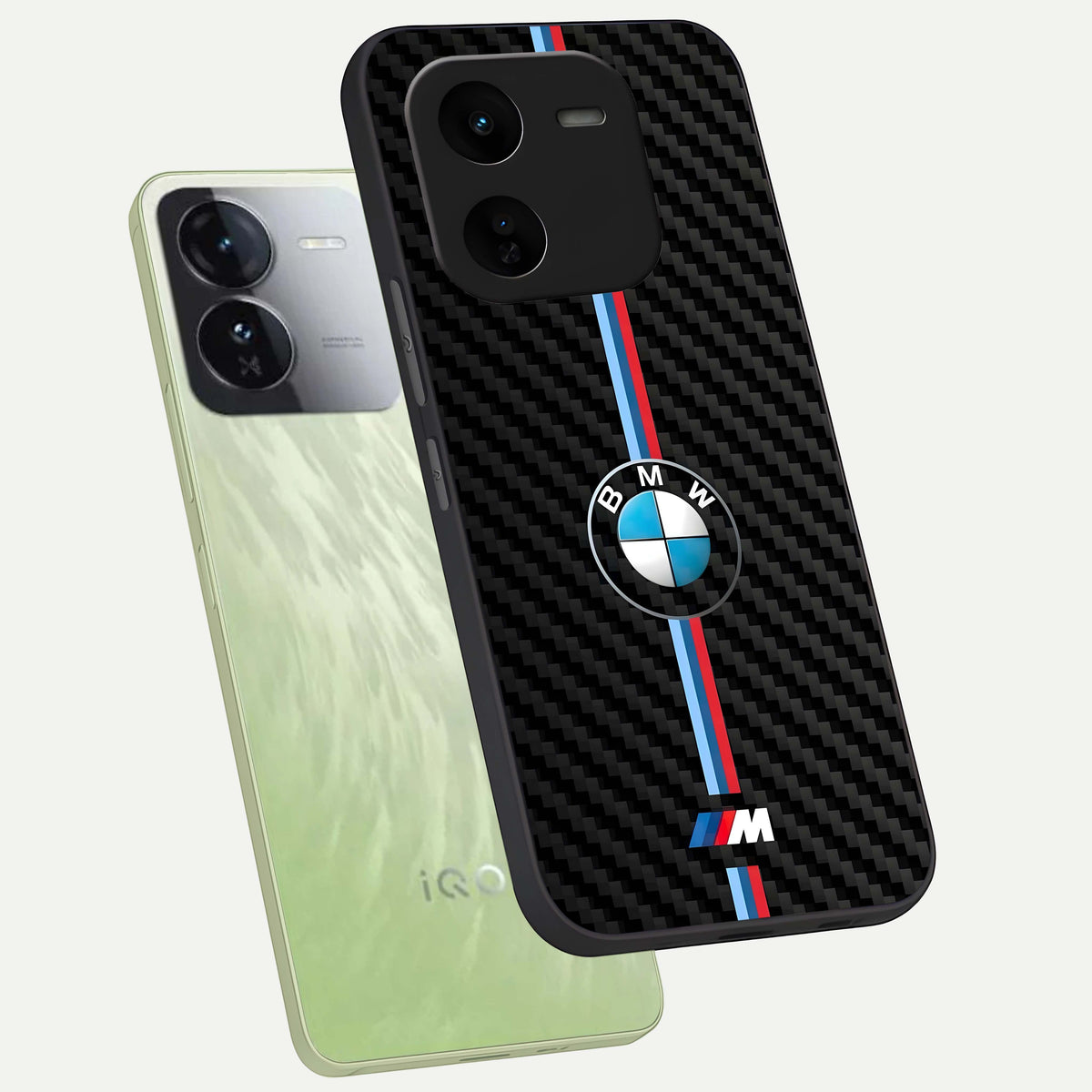  BMW Pattern phone case For iQOO Z9x 5G showing premium glass back cover with detailed artwork