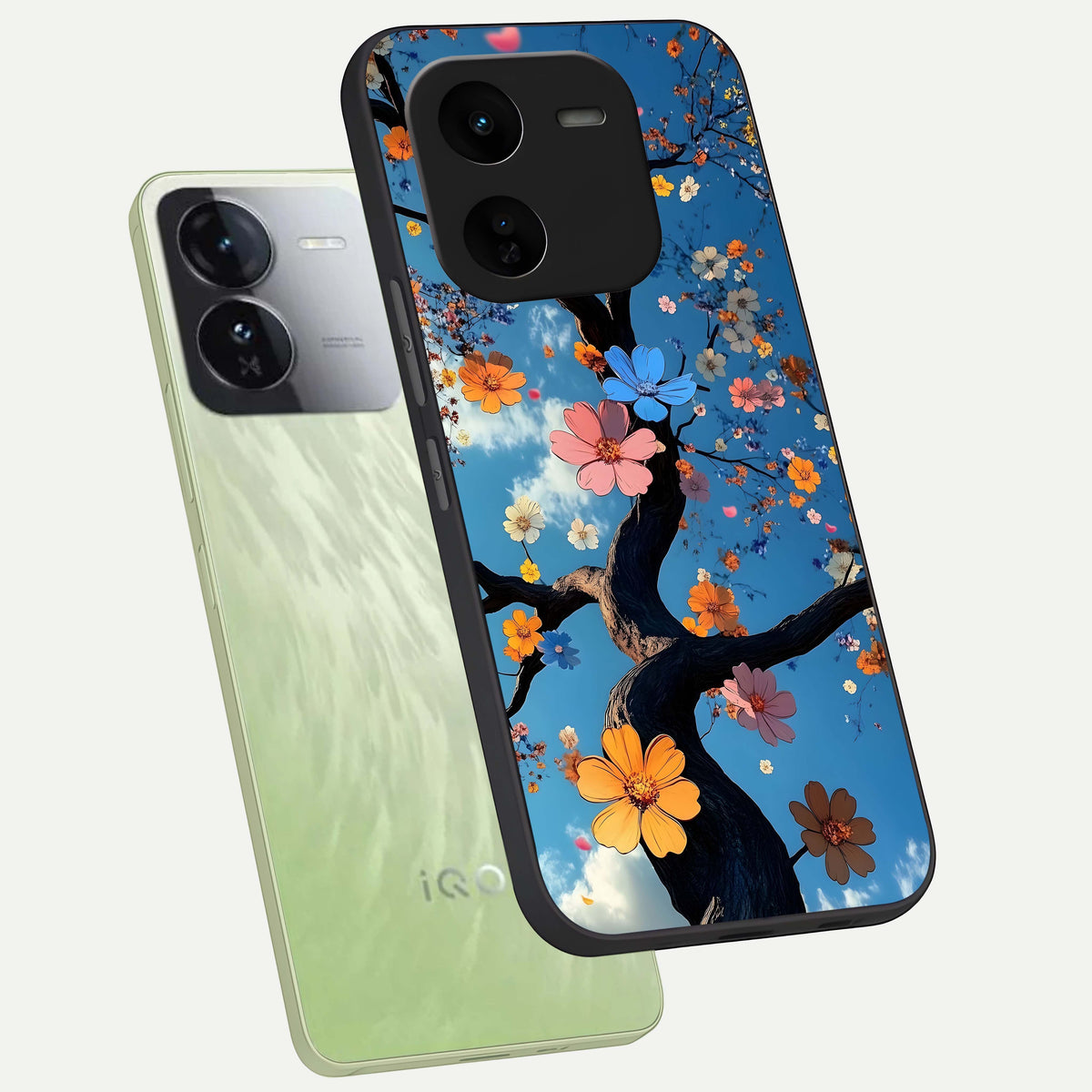  Blossom Dream Sky phone case For iQOO Z9x 5G showing premium glass back cover with detailed artwork