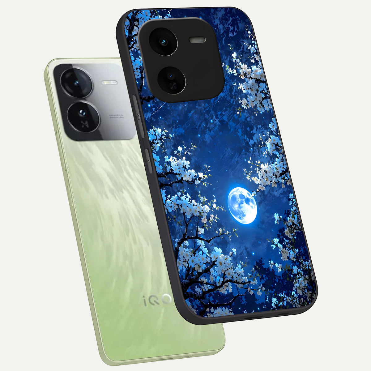  Blossom Moonlight Sky phone case For iQOO Z9x 5G showing premium glass back cover with detailed artwork