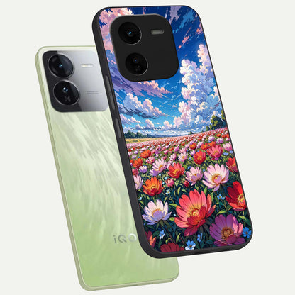  Blossom Sky Field phone case For iQOO Z9x 5G showing premium glass back cover with detailed artwork
