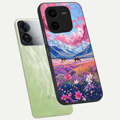  Blossom Valley Dream phone case For iQOO Z9x 5G showing premium glass back cover with detailed artwork