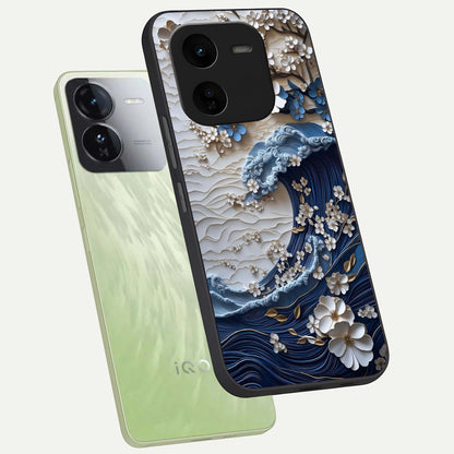  Blossom Wave Art phone case For iQOO Z9x 5G showing premium glass back cover with detailed artwork