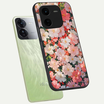  Blush Bloom Field phone case For iQOO Z9x 5G showing premium glass back cover with detailed artwork