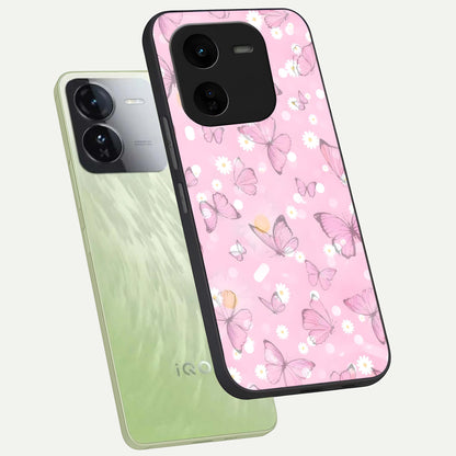  Blush Butterfly Garden phone case For iQOO Z9x 5G showing premium glass back cover with detailed artwork