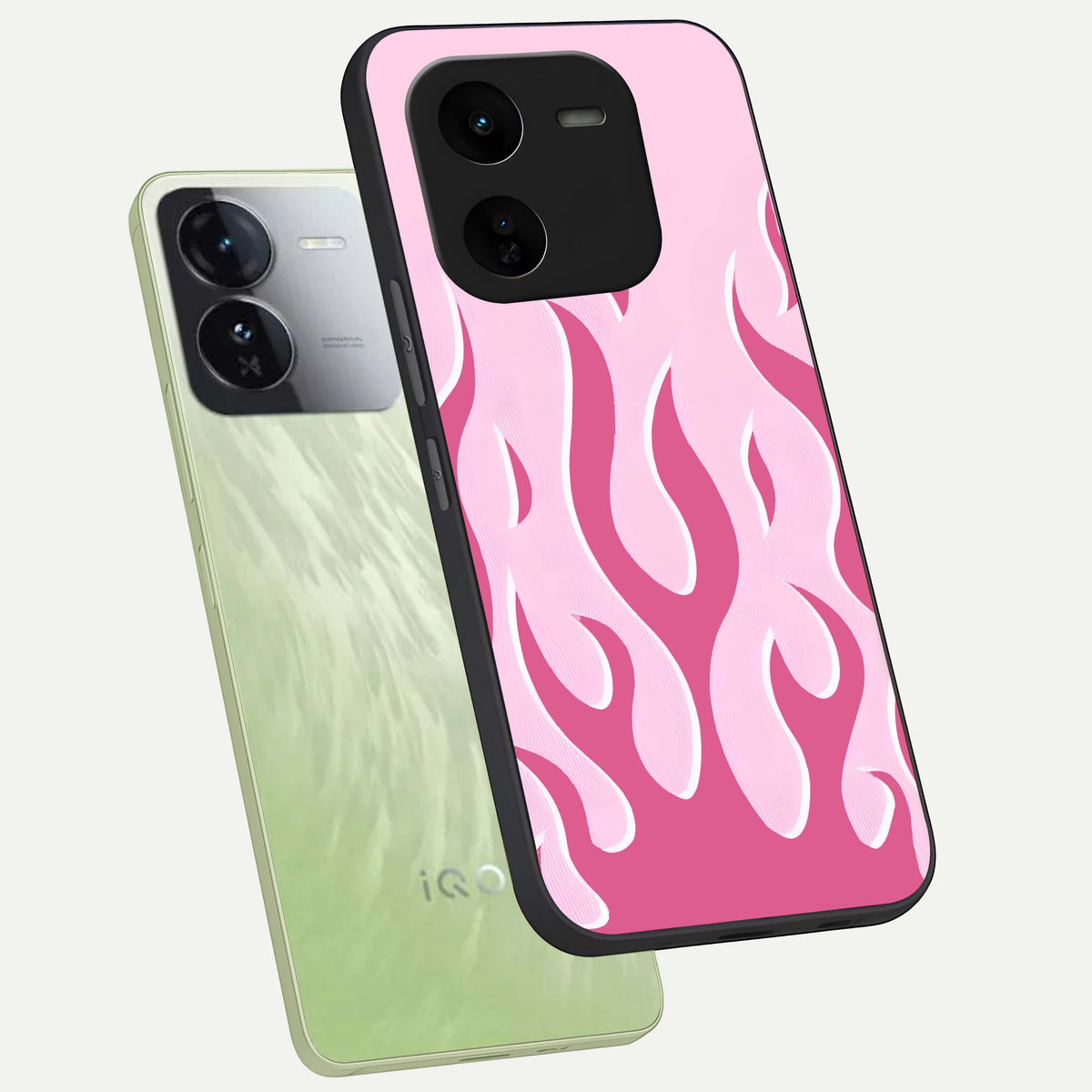  Blush Flame Energy phone case For iQOO Z9x 5G showing premium glass back cover with detailed artwork