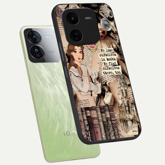  Bookish Dream World phone case For iQOO Z9x 5G showing premium glass back cover with detailed artwork