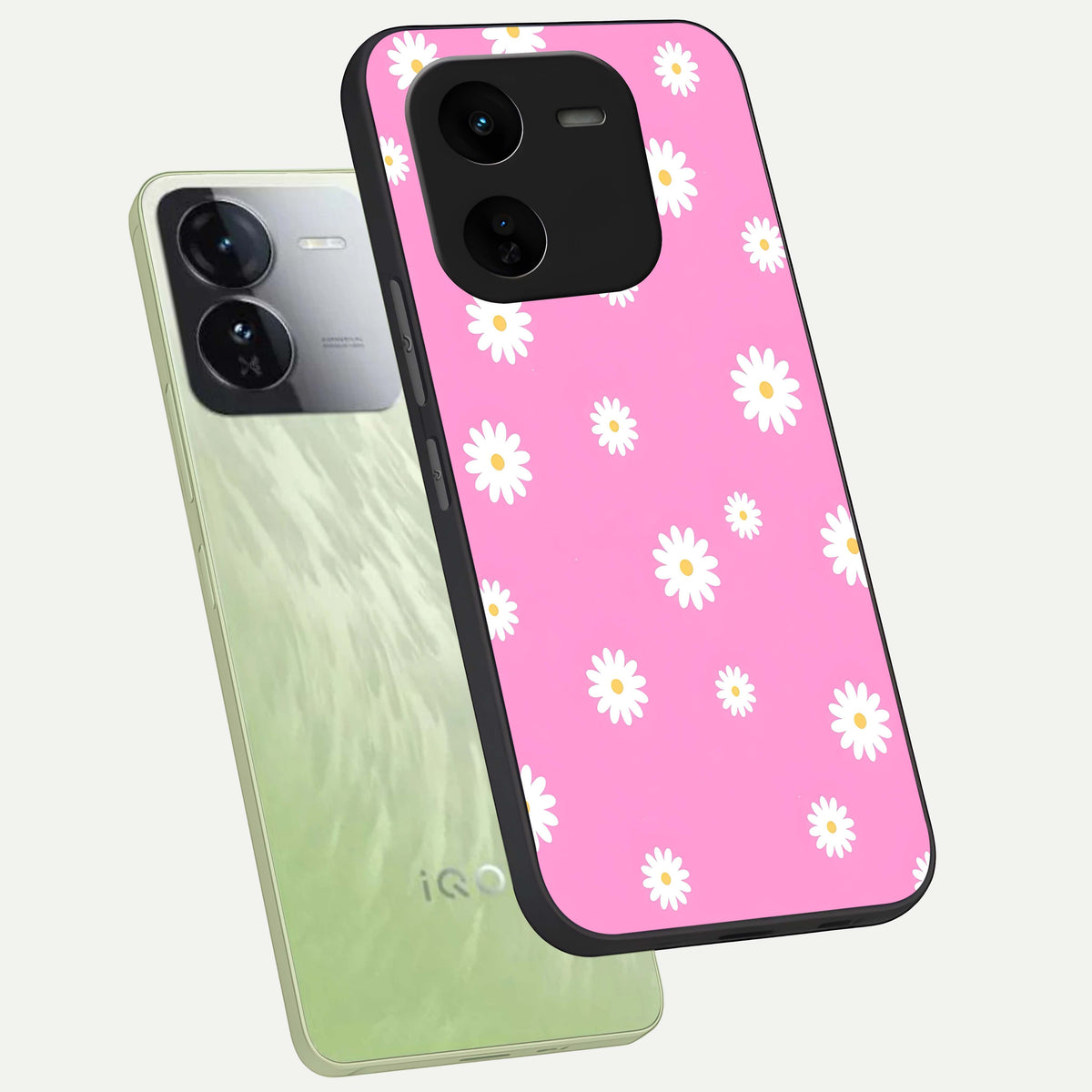  Bubblegum Daisy Pop phone case For iQOO Z9x 5G showing premium glass back cover with detailed artwork