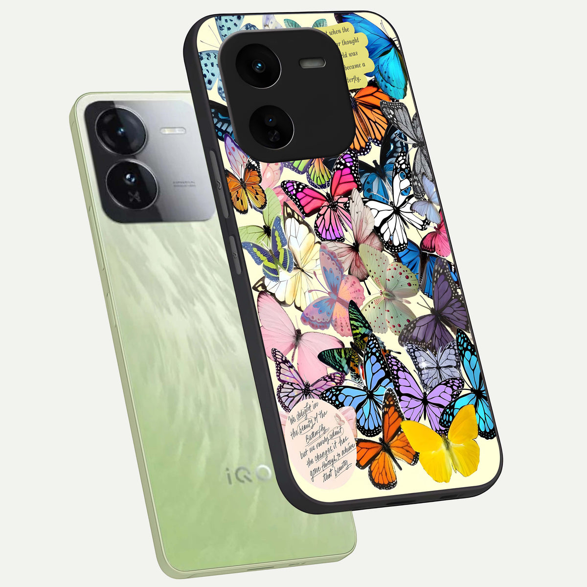  Butterflies Petal Dream phone case For iQOO Z9x 5G showing premium glass back cover with detailed artwork