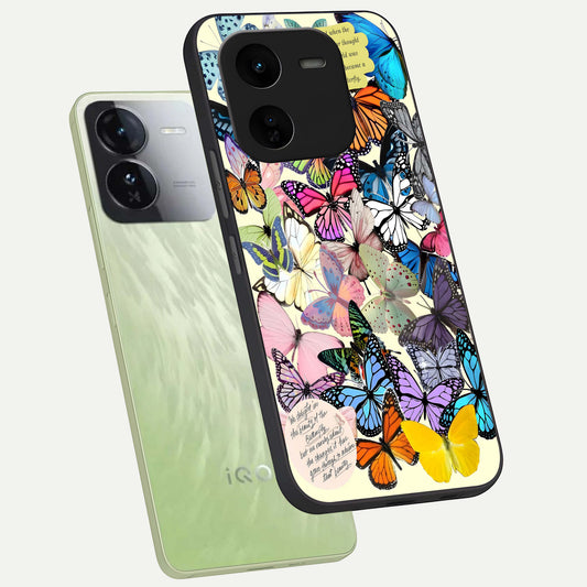  Butterflies Petal Dream phone case For iQOO Z9x 5G showing premium glass back cover with detailed artwork