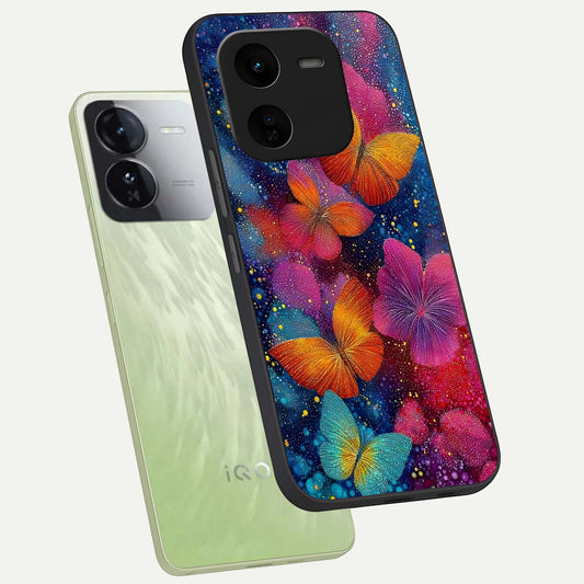  Butterfly Dream Mist phone case For iQOO Z9x 5G showing premium glass back cover with detailed artwork