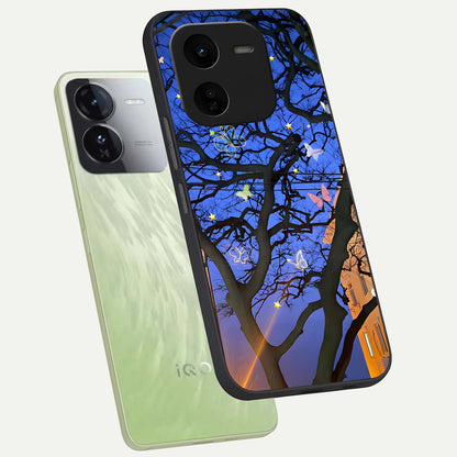  Butterfly Night Magic phone case For iQOO Z9x 5G showing premium glass back cover with detailed artwork