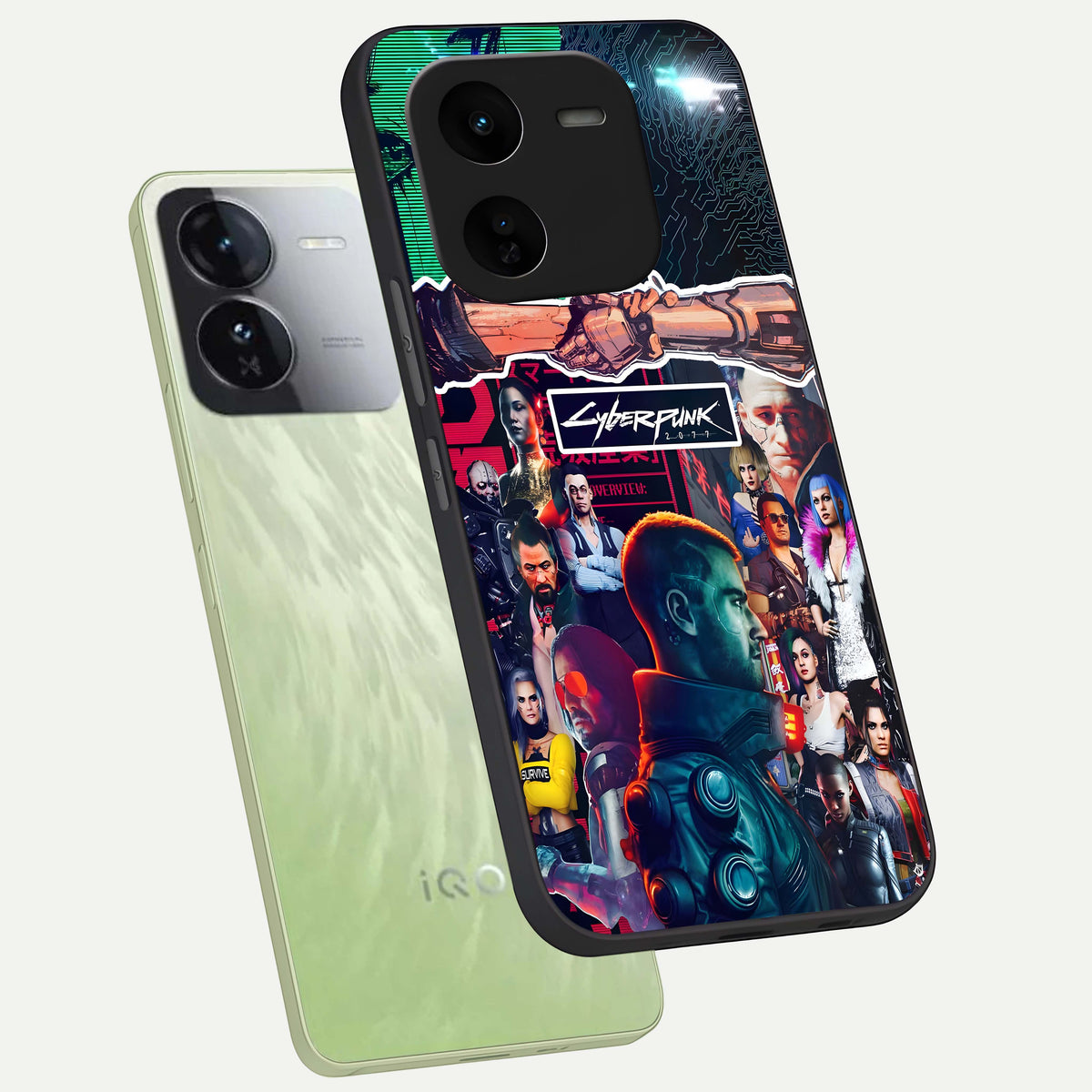  CYBERPUNK Legacy phone case For iQOO Z9x 5G showing premium glass back cover with detailed artwork