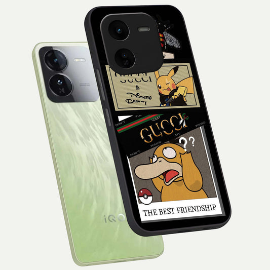  Cartoon Brand Play Mashup phone case For iQOO Z9x 5G showing premium glass back cover with detailed artwork