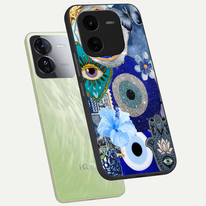  Celestial Blue Vision phone case For iQOO Z9x 5G showing premium glass back cover with detailed artwork