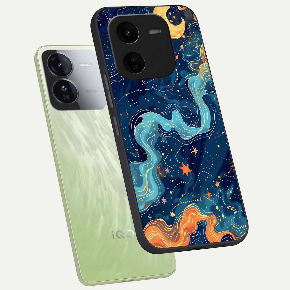  Celestial Dream Flow phone case For iQOO Z9x 5G showing premium glass back cover with detailed artwork