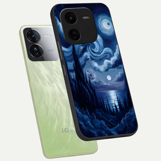  Celestial Dream Van Gogh phone case For iQOO Z9x 5G showing premium glass back cover with detailed artwork