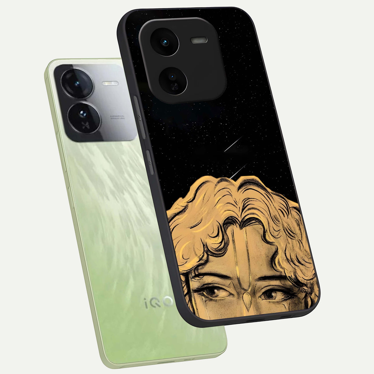  Celestial Gods Plan phone case For iQOO Z9x 5G showing premium glass back cover with detailed artwork
