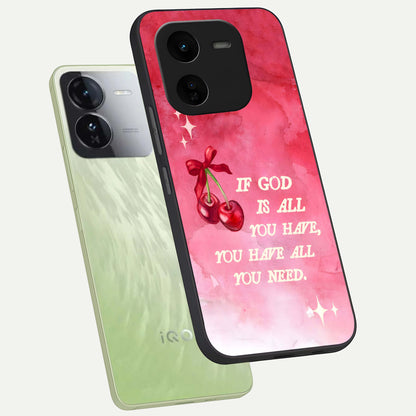  Cherry Quote phone case For iQOO Z9x 5G showing premium glass back cover with detailed artwork