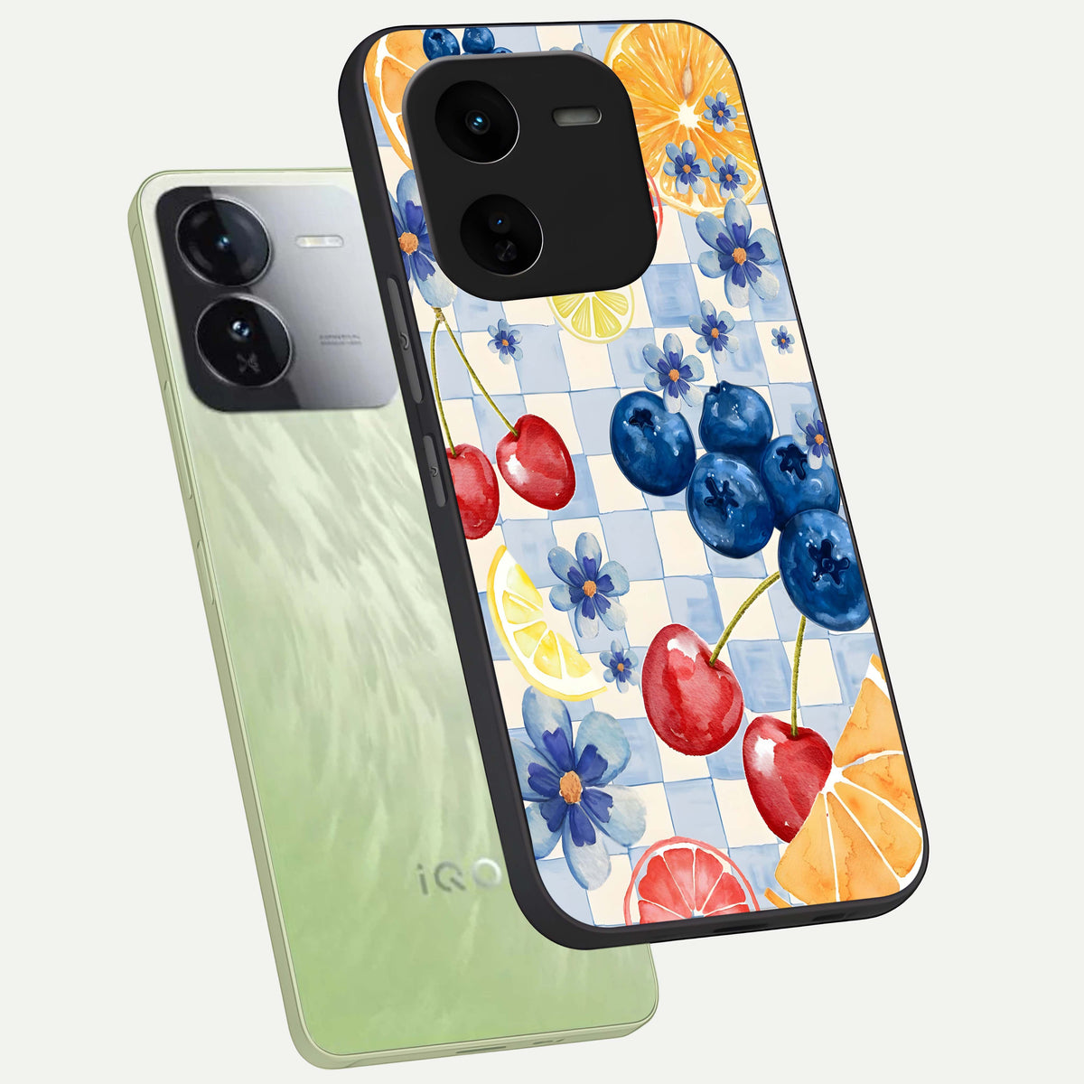  Citrus Bloom Joy phone case For iQOO Z9x 5G showing premium glass back cover with detailed artwork