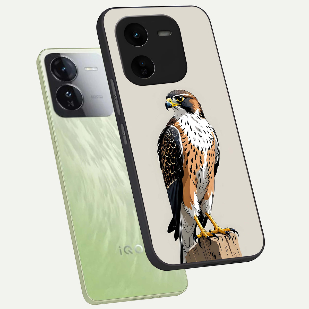  Clever Eagle phone case For iQOO Z9x 5G showing premium glass back cover with detailed artwork