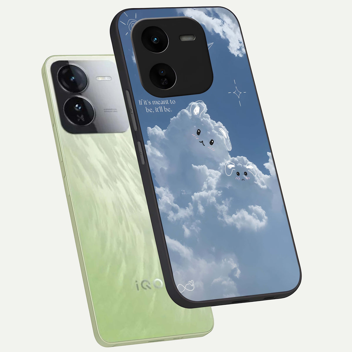  Cloud Bunny Dreams phone case For iQOO Z9x 5G showing premium glass back cover with detailed artwork