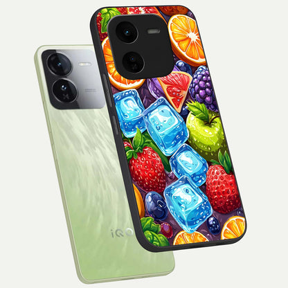  Colorful Fruits with Ice phone case For iQOO Z9x 5G showing premium glass back cover with detailed artwork