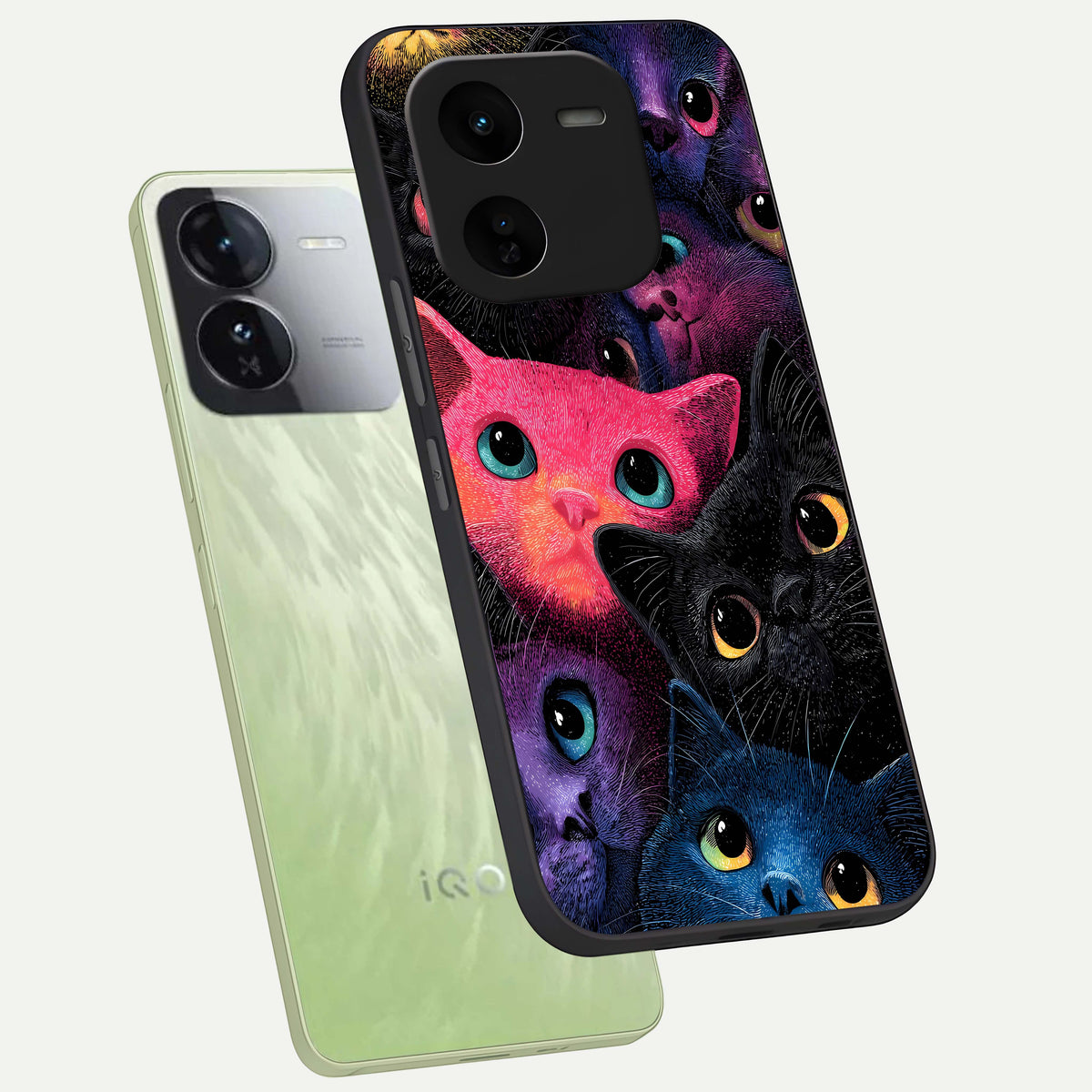  Cosmic Cats Dreams phone case For iQOO Z9x 5G showing premium glass back cover with detailed artwork