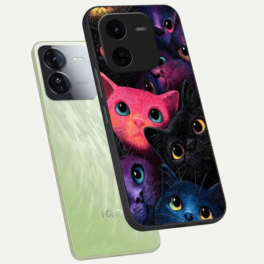  Cosmic Cats Dreams phone case For iQOO Z9x 5G showing premium glass back cover with detailed artwork