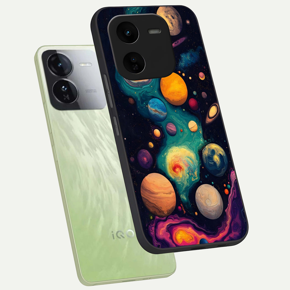  Cosmic Planet Journey phone case For iQOO Z9x 5G showing premium glass back cover with detailed artwork