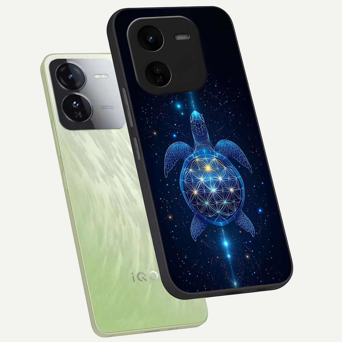  Crimson Blue Turtle phone case For iQOO Z9x 5G showing premium glass back cover with detailed artwork
