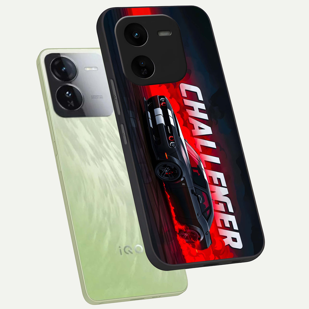  Crimson Challenger Fury phone case For iQOO Z9x 5G showing premium glass back cover with detailed artwork