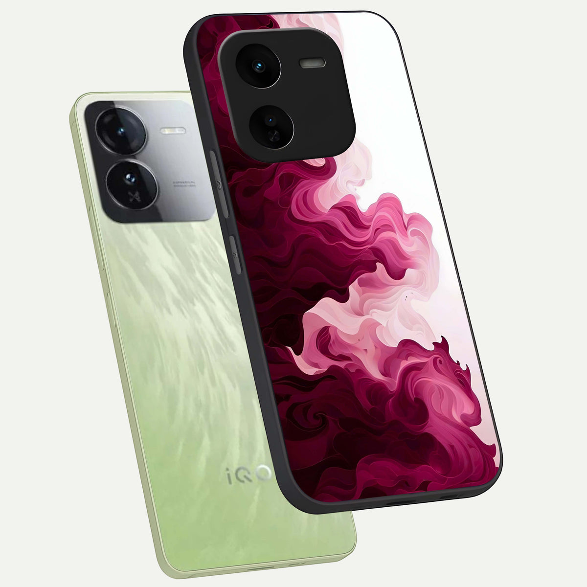  Crimson Wave Flow phone case For iQOO Z9x 5G showing premium glass back cover with detailed artwork