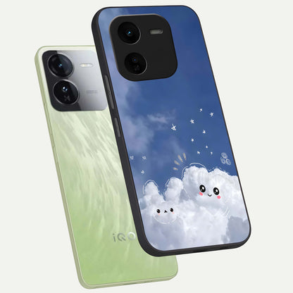  Cute Blossom Cloud phone case For iQOO Z9x 5G showing premium glass back cover with detailed artwork