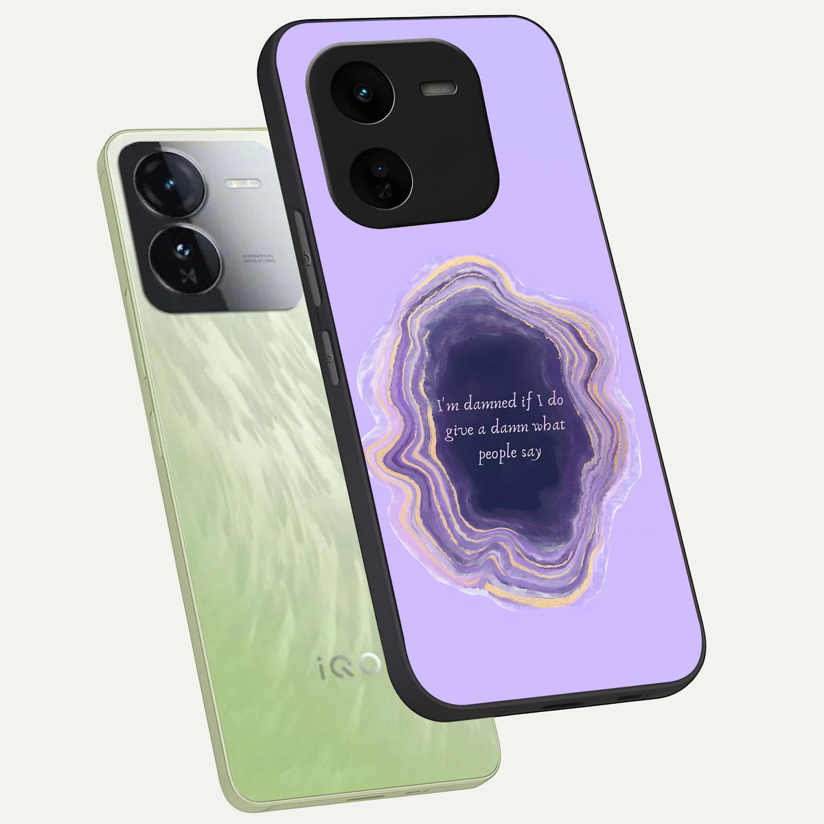  Damned People Quote phone case For iQOO Z9x 5G showing premium glass back cover with detailed artwork