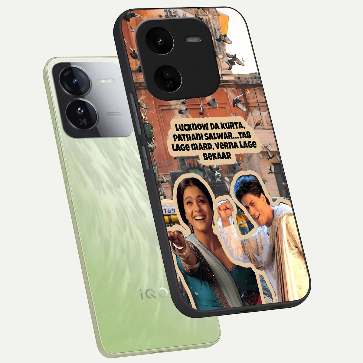  Desi Retro Vibes phone case For iQOO Z9x 5G showing premium glass back cover with detailed artwork