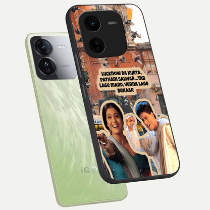  Desi Retro Vibes phone case For iQOO Z9x 5G showing premium glass back cover with detailed artwork