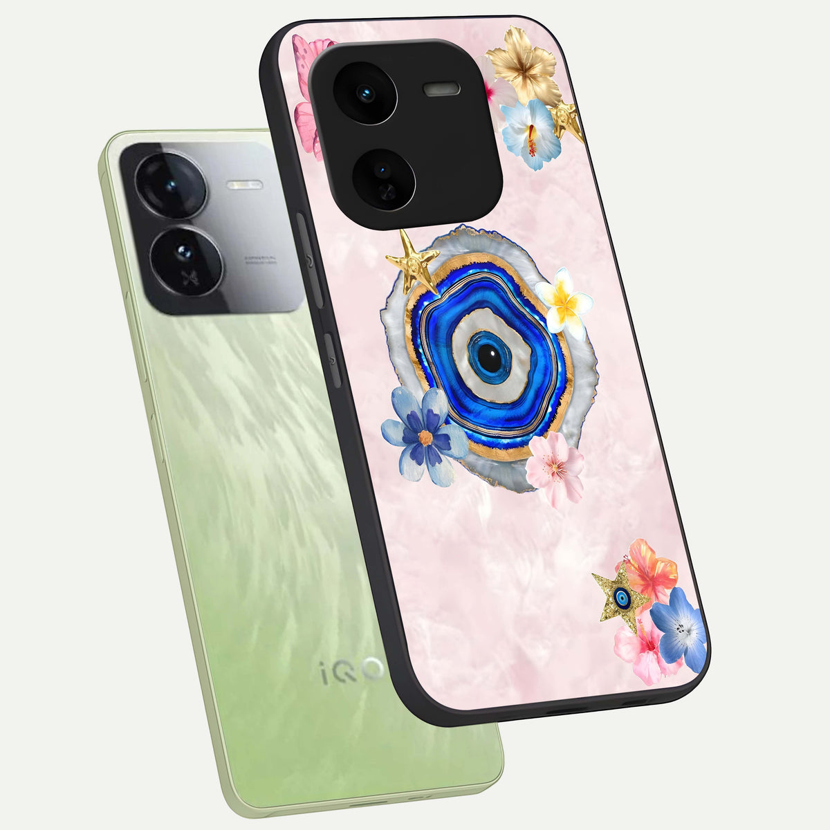  Divine Aura Bloom phone case For iQOO Z9x 5G showing premium glass back cover with detailed artwork