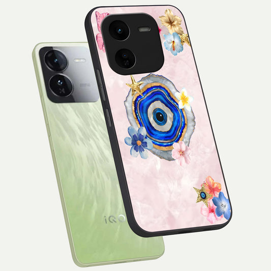  Divine Aura Bloom phone case For iQOO Z9x 5G showing premium glass back cover with detailed artwork