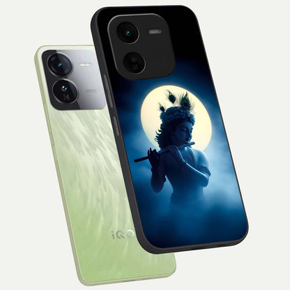  Divine Moon Flute phone case For iQOO Z9x 5G showing premium glass back cover with detailed artwork