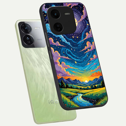  Dreamy Night Landscape phone case For iQOO Z9x 5G showing premium glass back cover with detailed artwork