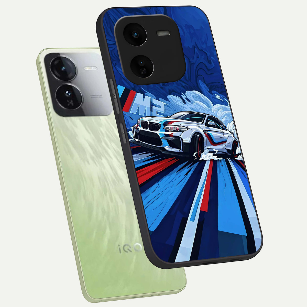  Drift Power Rush phone case For iQOO Z9x 5G showing premium glass back cover with detailed artwork