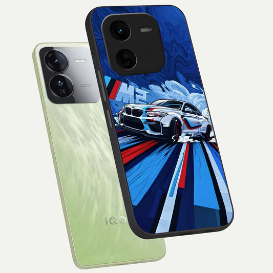 Drift Power Rush phone case For iQOO Z9x 5G showing premium glass back cover with detailed artwork