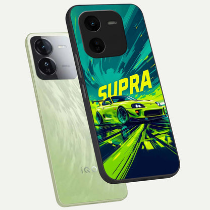 Electric Supra Thunder phone case For iQOO Z9x 5G showing premium glass back cover with detailed artwork