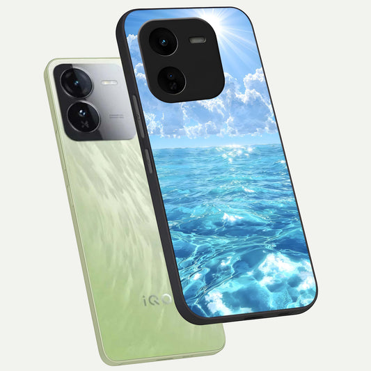  Endless Ocean Horizon phone case For iQOO Z9x 5G showing premium glass back cover with detailed artwork
