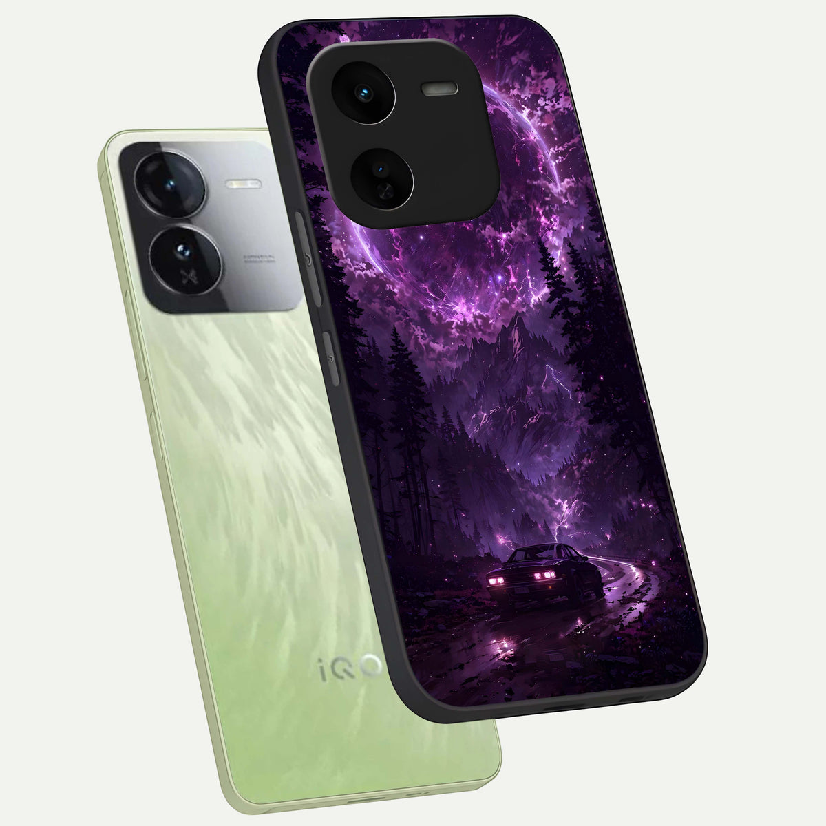  Eternal Cosmic Drive phone case For iQOO Z9x 5G showing premium glass back cover with detailed artwork