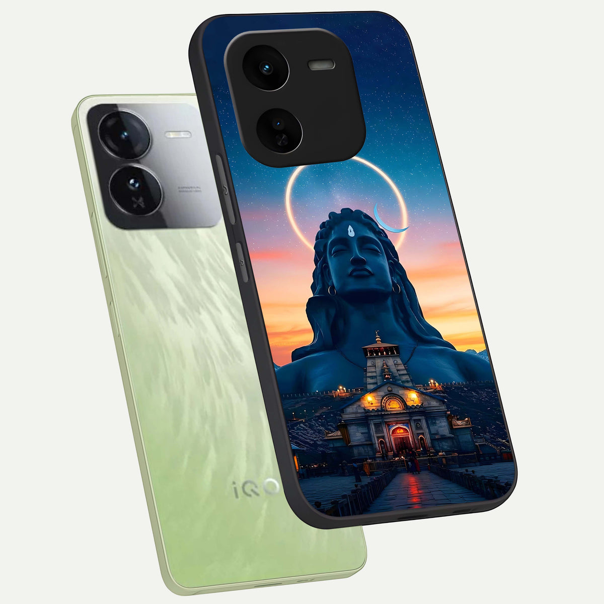  Eternal Shiva Aura phone case For iQOO Z9x 5G showing premium glass back cover with detailed artwork