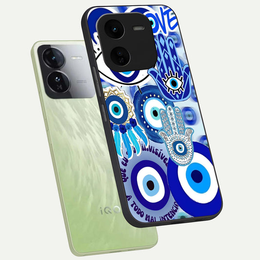  Evil Eyes Dream phone case For iQOO Z9x 5G showing premium glass back cover with detailed artwork