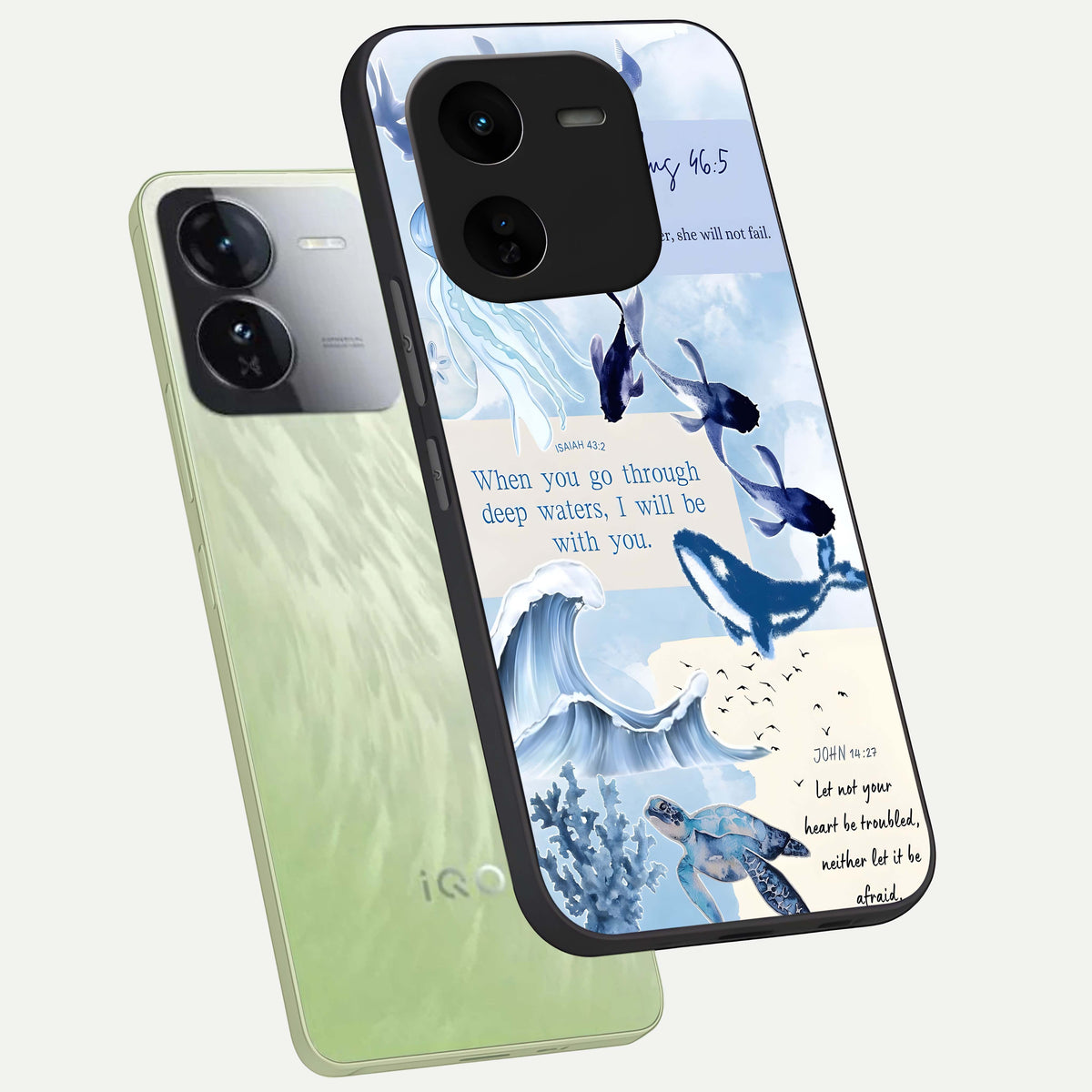  Faithful Ocean Promise phone case For iQOO Z9x 5G showing premium glass back cover with detailed artwork