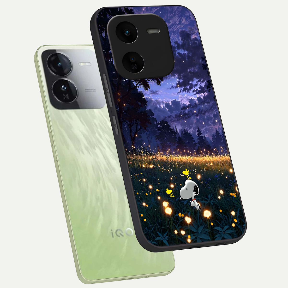  Firefly Meadow Magic phone case For iQOO Z9x 5G showing premium glass back cover with detailed artwork